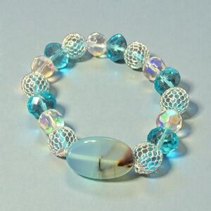 Blue and Silver Beaded Bracelet